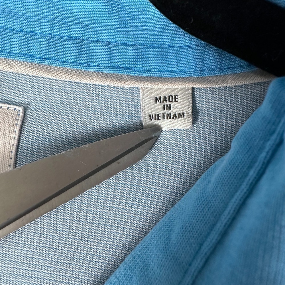LinkSoul Tempus Fugit Golf Polo Shirt Men's L Light Blue Striped Short Sleeve - Picture 3 of 10